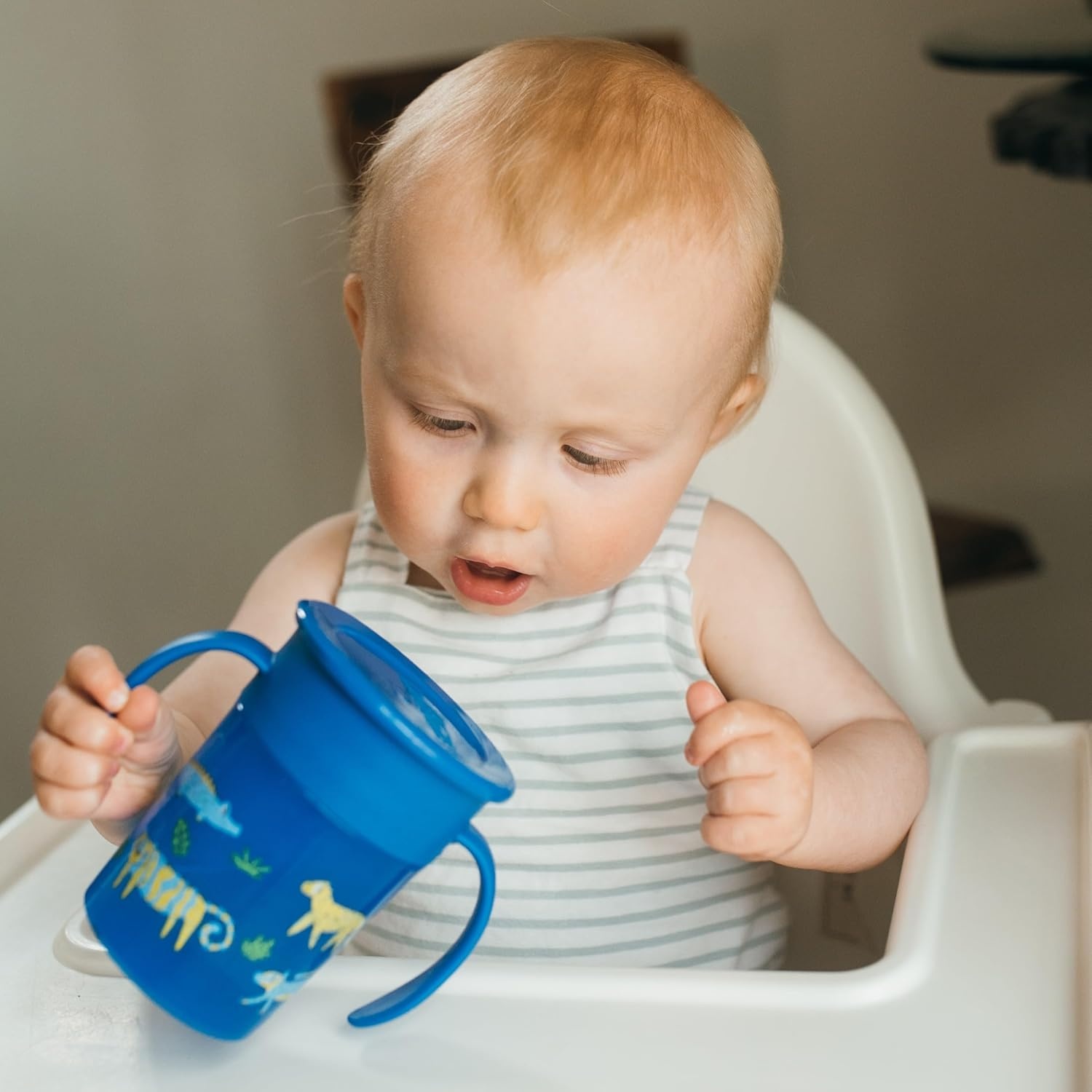 image:imageDr Browns Milestones Cheers 360 Spoutless Transition Cup Travel Friendly and LeakFree Sippy BlueGreen Animals 10 oz300 mL BPAFree 9m 2PackBlue Animals 7 oz