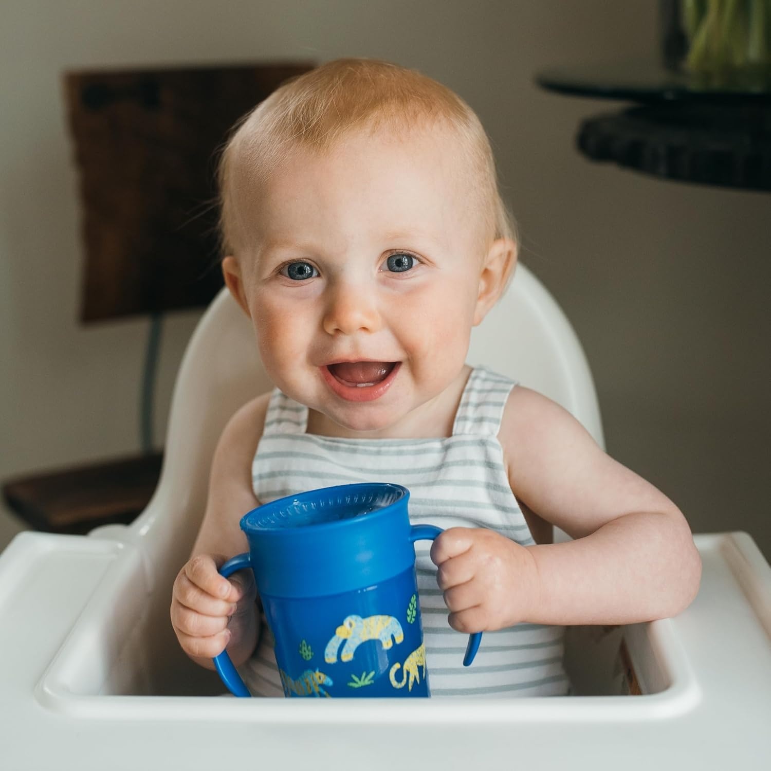image:imageDr Browns Milestones Cheers 360 Spoutless Transition Cup Travel Friendly and LeakFree Sippy BlueGreen Animals 10 oz300 mL BPAFree 9m 2PackBlue Animals 7 oz