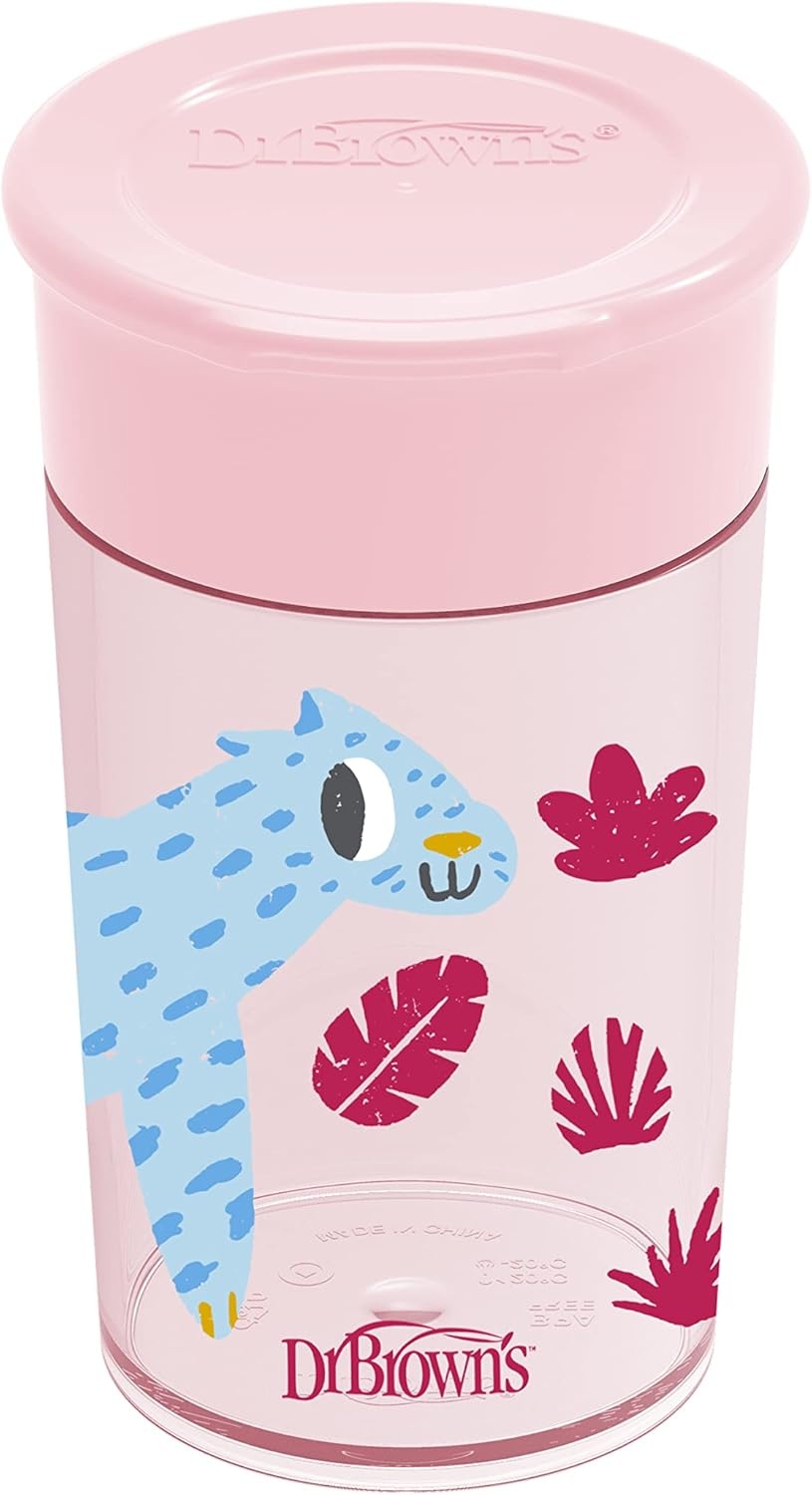 image:imageDr Browns Milestones Cheers 360 Spoutless Transition Cup Travel Friendly and LeakFree Sippy BlueGreen Animals 10 oz300 mL BPAFree 9m 2PackPink Animals 10 oz