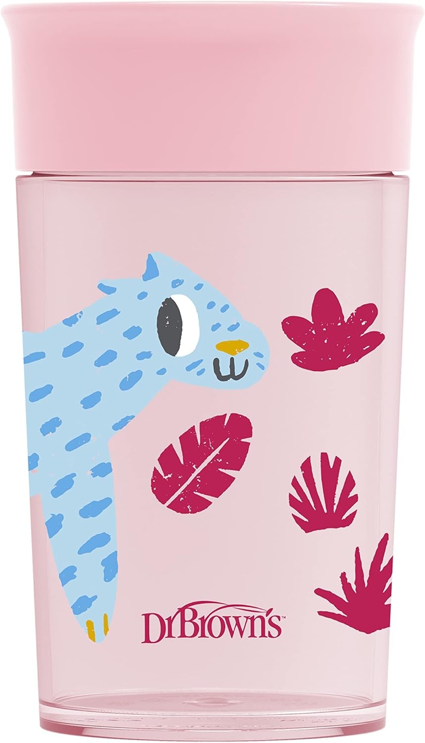 image:imageDr Browns Milestones Cheers 360 Spoutless Transition Cup Travel Friendly and LeakFree Sippy BlueGreen Animals 10 oz300 mL BPAFree 9m 2PackPink Animals 10 oz