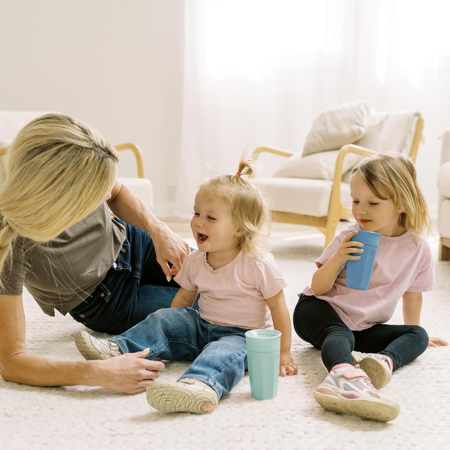image:imageDr Browns Milestones Cheers 360 Spoutless Transition Cup with Handles Travel Friendly and Leak Free Sippy for Babies and Toddlers Green BPAFree 7 oz200 mL 6mSet BlueAqua