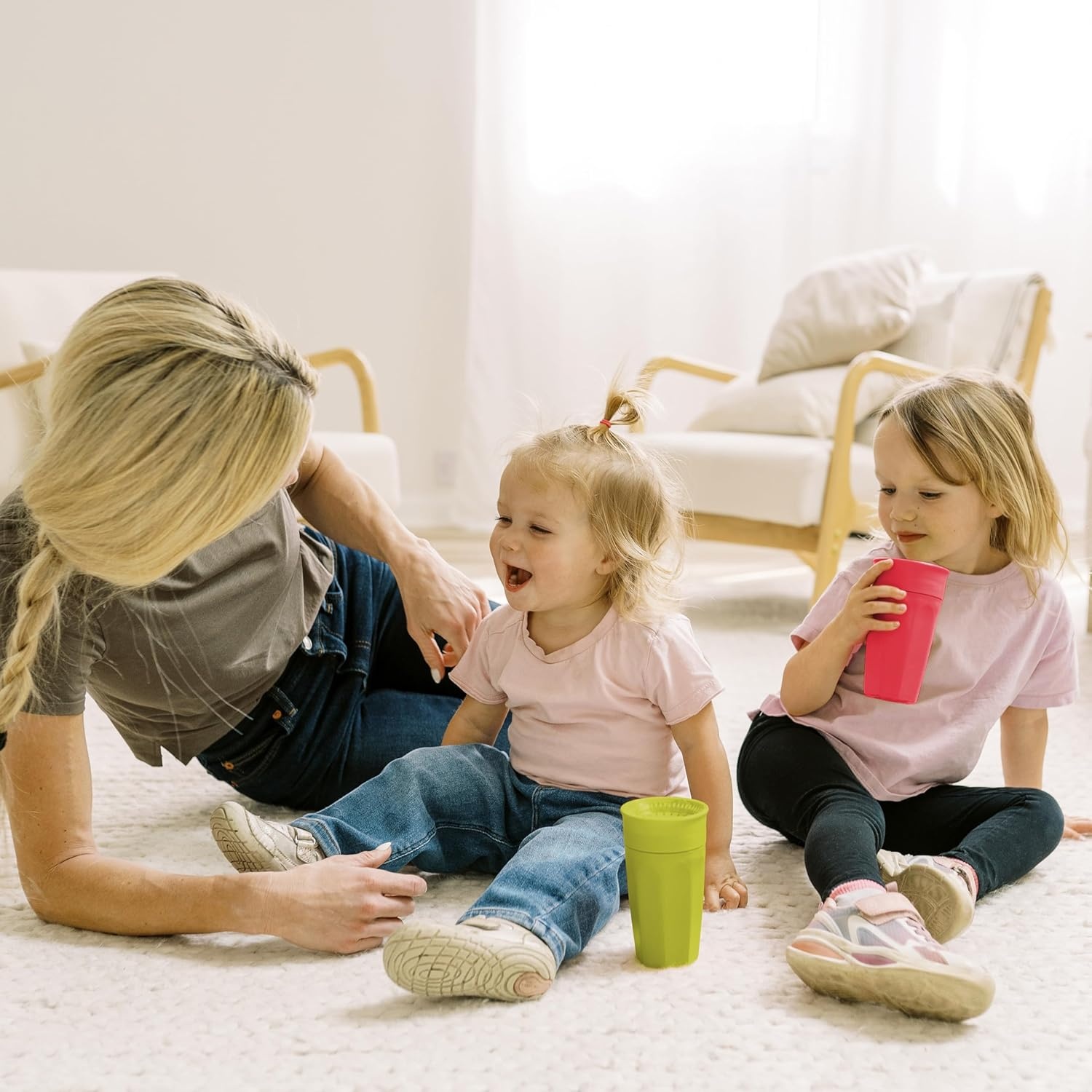 image:imageDr Browns Milestones Cheers 360 Spoutless Transition Cup with Handles Travel Friendly and Leak Free Sippy for Babies and Toddlers Green BPAFree 7 oz200 mL 6mSet GreenPink
