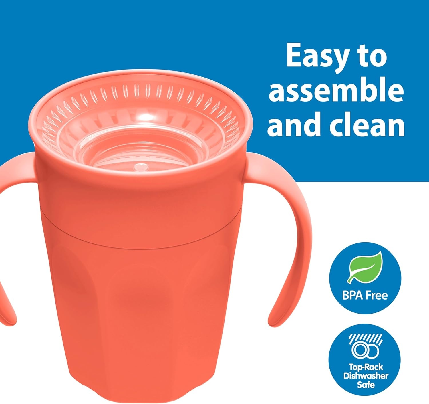 image:imageDr Browns Milestones Cheers 360 Spoutless Transition Cup with Handles Travel Friendly and Leak Free Sippy for Babies and Toddlers Green BPAFree 7 oz200 mL 6mCoral