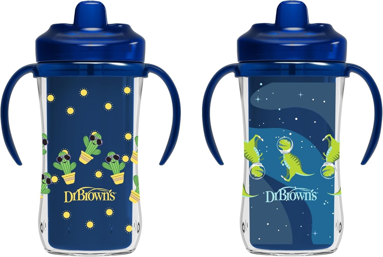 image:imageDr Browns Milestones Insulated Hard Spout Sippy Spill Proof Cup with Handles for Toddlers 2Pack Pink 10 oz300 mL BPA Free 12m2Pack Sunglasses Cactus Astro Dino
