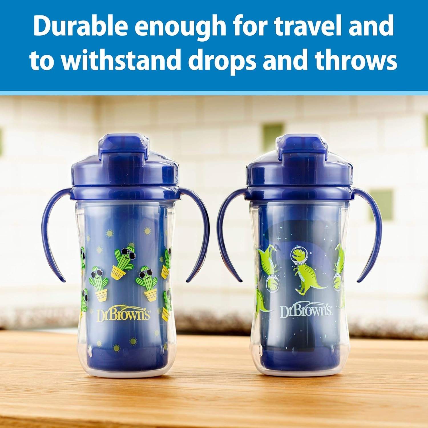 image:imageDr Browns Milestones Insulated Hard Spout Sippy Spill Proof Cup with Handles for Toddlers 2Pack Pink 10 oz300 mL BPA Free 12m2Pack Sunglasses Cactus Astro Dino
