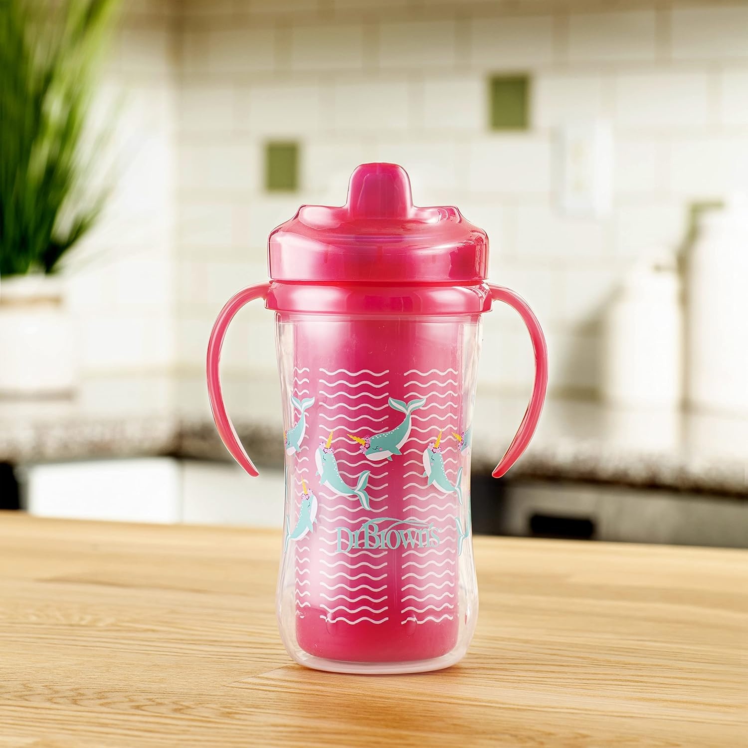 image:imageDr Browns Milestones Insulated Hard Spout Sippy Spill Proof Cup with Handles for Toddlers 2Pack Pink 10 oz300 mL BPA Free 12m4Pack Mermaid Kittens Narhual Luau