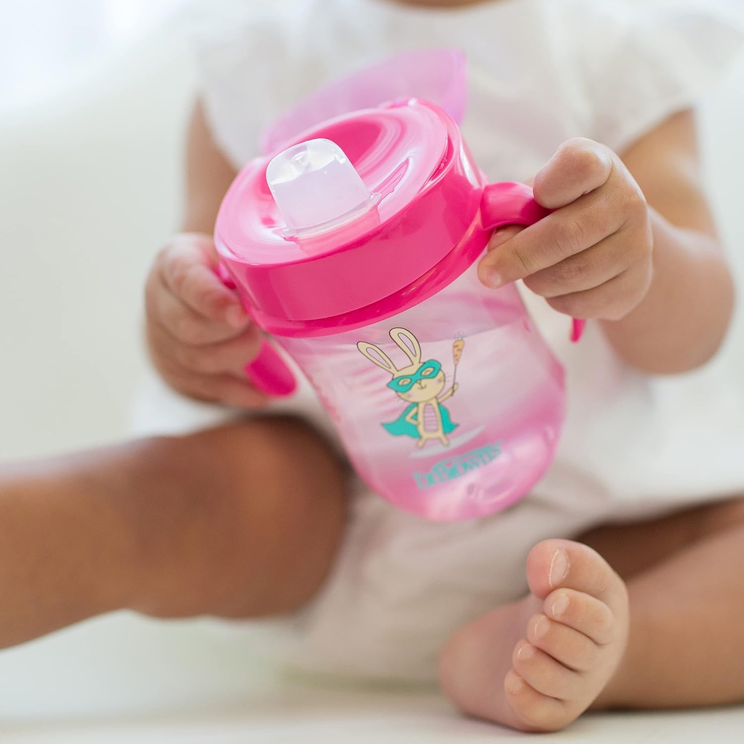 image:imageDr Browns Milestones Soft Spout Sippy Cup with Handles BPAFree Blue StarPink Bunny Hero