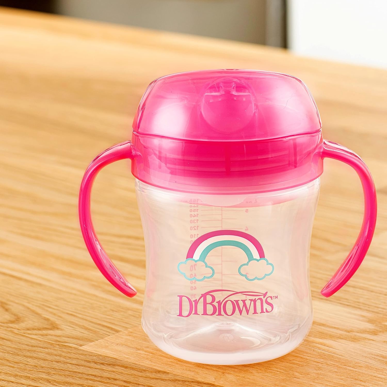 image:imageDr Browns Milestones Soft Spout Sippy Cup with Handles BPAFree Blue StarPink Rainbow