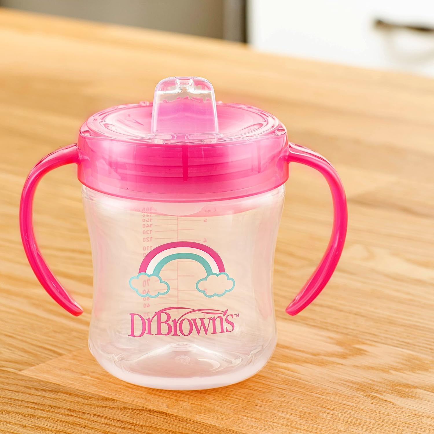 image:imageDr Browns Milestones Soft Spout Sippy Cup with Handles BPAFree Blue StarPink Rainbow