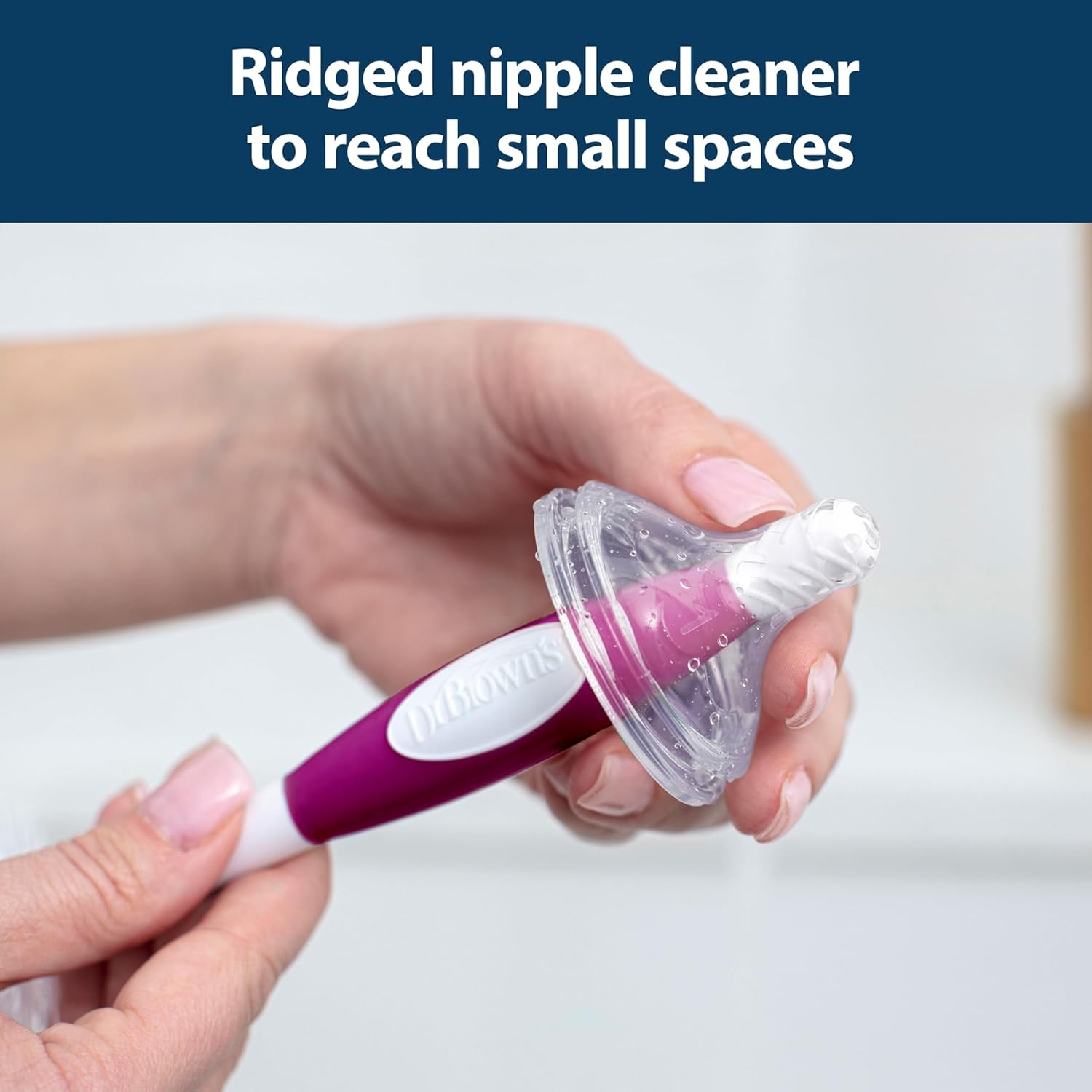 image:imageDr Browns Soft Touch No Scratch Baby Bottle Cleaning Brush Nipple Cleaner and Suction Cup Base for Easy Storage BPA Free Blue 2 PackGreen