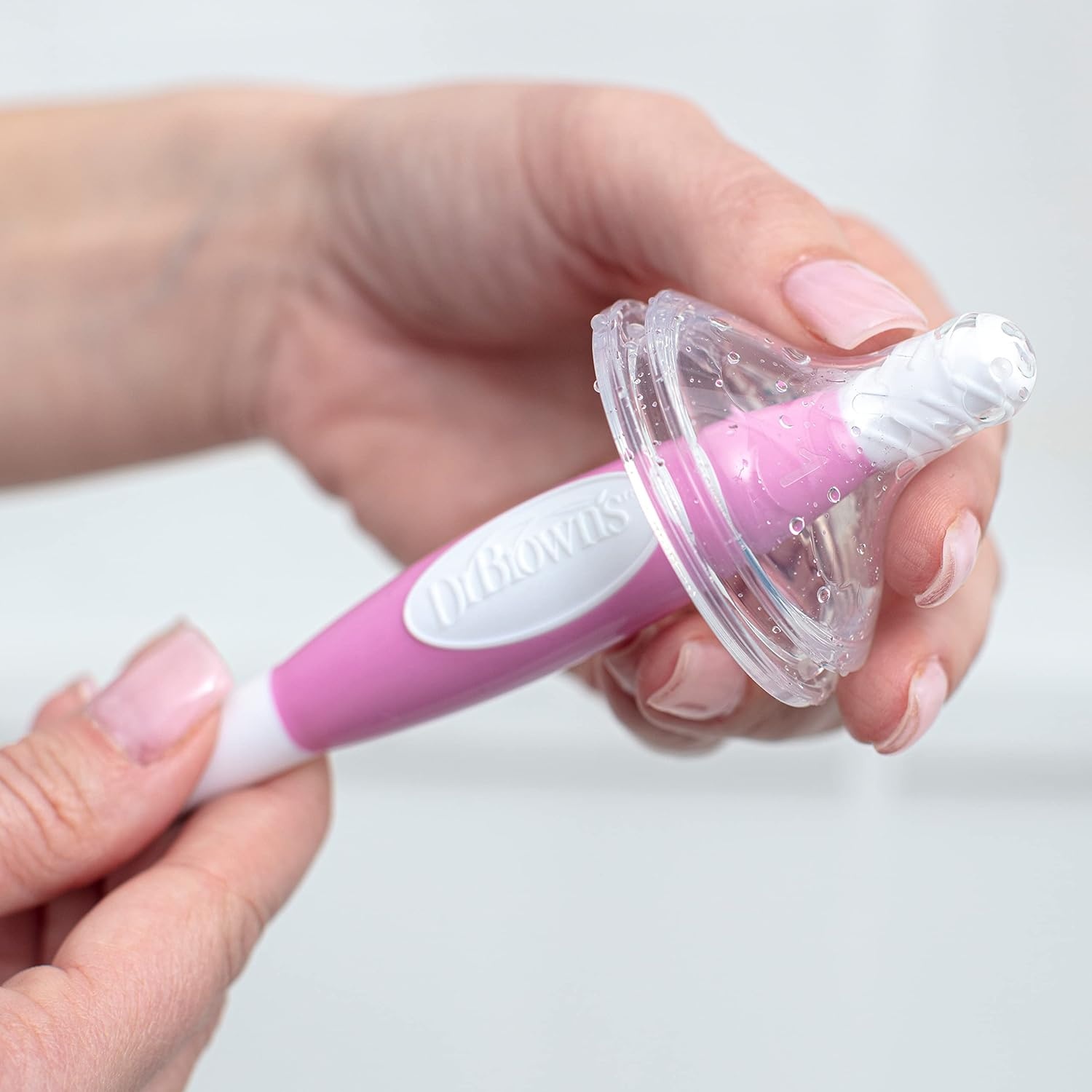 image:imageDr Browns Soft Touch No Scratch Baby Bottle Cleaning Brush Nipple Cleaner and Suction Cup Base for Easy Storage BPA Free Blue 2 PackPink