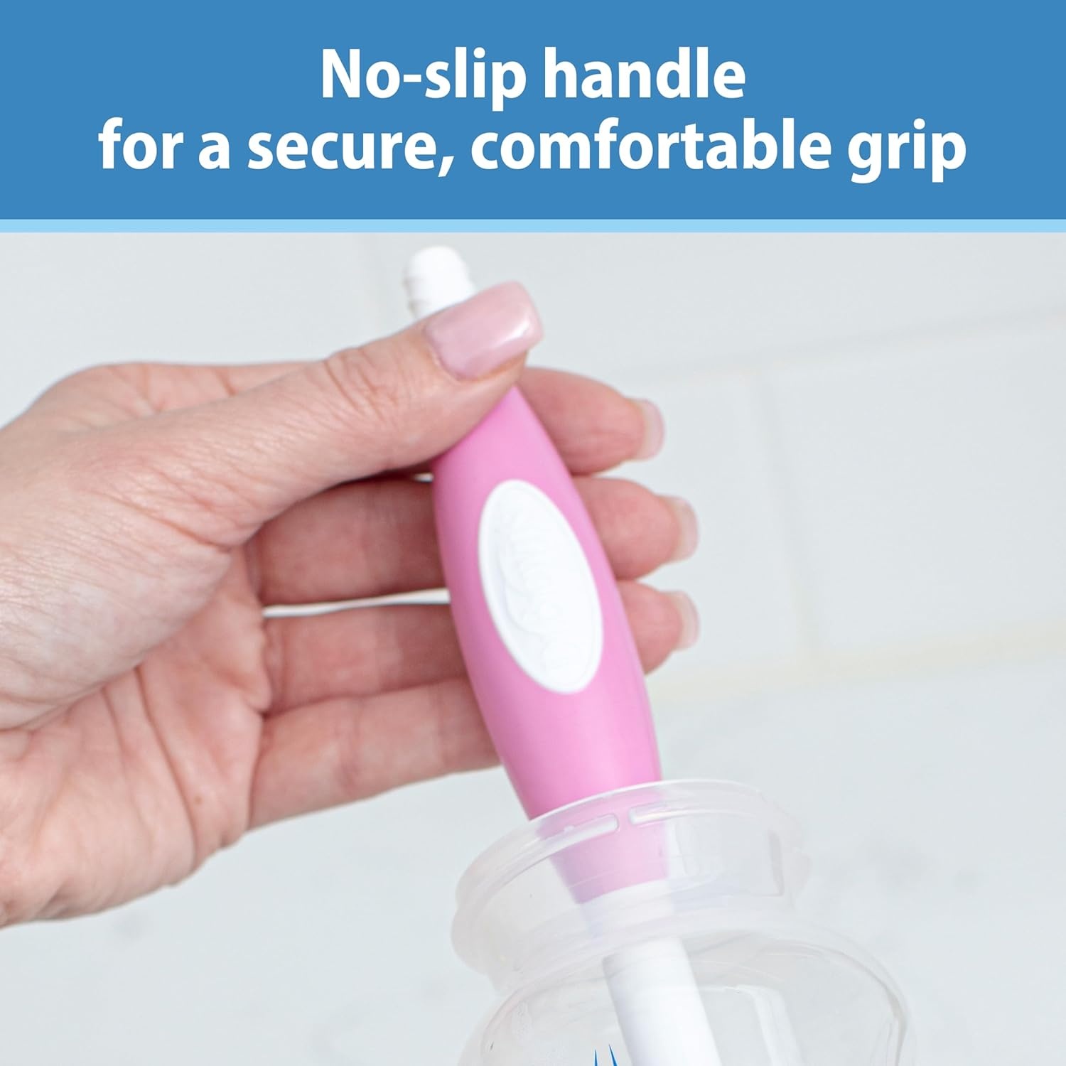 image:imageDr Browns Soft Touch No Scratch Baby Bottle Cleaning Brush Nipple Cleaner and Suction Cup Base for Easy Storage BPA Free Blue 2 PackPink