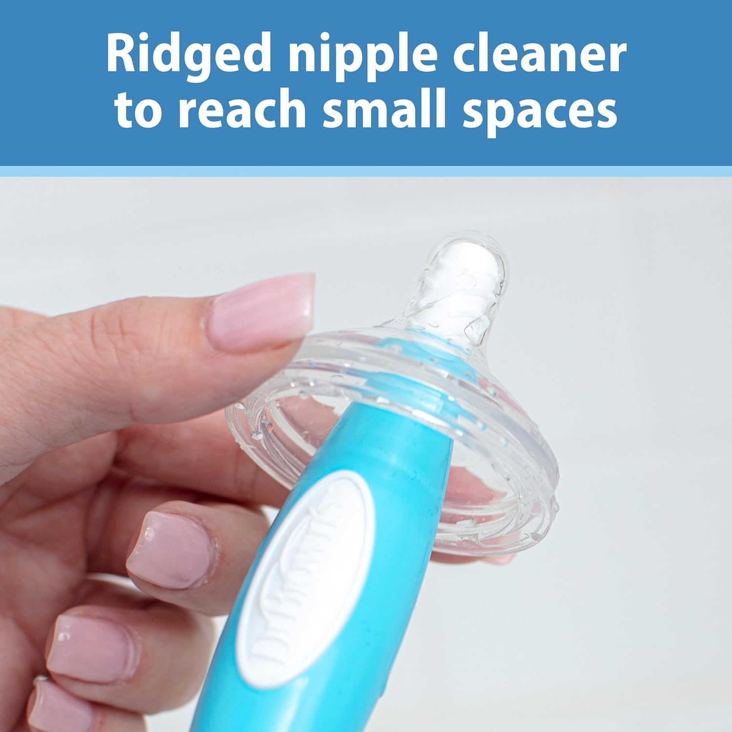 image:imageDr Browns Soft Touch No Scratch Baby Bottle Cleaning Brush Nipple Cleaner and Suction Cup Base for Easy Storage BPA Free Blue 2 PackPink