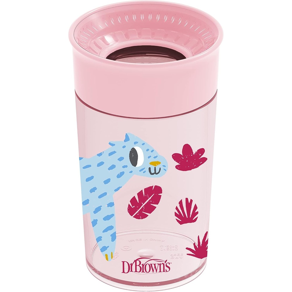 image:imageDr Browns Milestones Cheers 360 Spoutless Transition Cup Travel Friendly and LeakFree Sippy BlueGreen Animals 10 oz300 mL BPAFree 9m 2PackPink Animals 10 oz