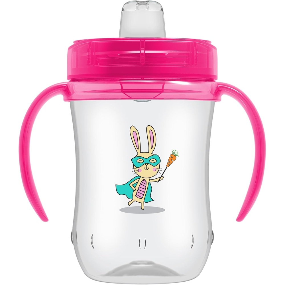 image:imageDr Browns Milestones Soft Spout Sippy Cup with Handles BPAFree Blue StarPink Bunny Hero