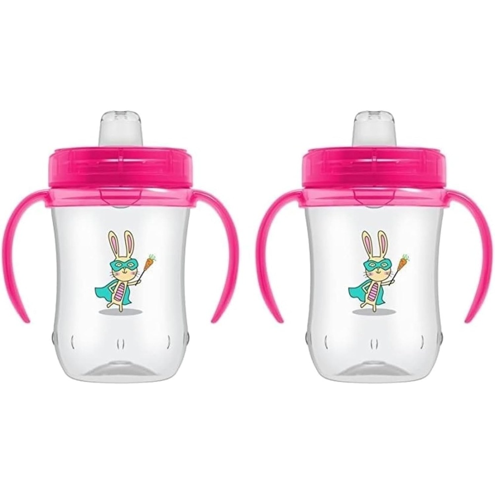 image:imageDr Browns Milestones Soft Spout Sippy Cup with Handles BPAFree Blue StarPink Bunny Heroe