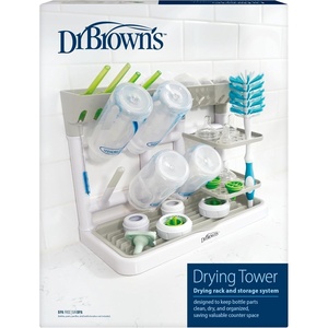 image:imageDr Browns Baby Bottle Drying Tower StandUp Countertop Drying Rack with Organized Storage for Baby Essentials Space Saving Vertical Rack GrayWhiteGrayWhite