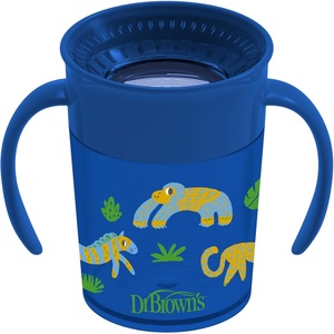 image:imageDr Browns Milestones Cheers 360 Spoutless Transition Cup Travel Friendly and LeakFree Sippy BlueGreen Animals 10 oz300 mL BPAFree 9m 2PackBlue Animals  7 oz