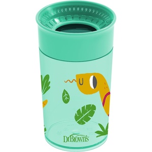 image:imageDr Browns Milestones Cheers 360 Spoutless Transition Cup Travel Friendly and LeakFree Sippy BlueGreen Animals 10 oz300 mL BPAFree 9m 2PackGreen Animals  10 oz