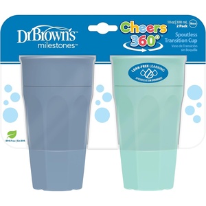 image:imageDr Browns Milestones Cheers 360 Spoutless Transition Cup with Handles Travel Friendly and Leak Free Sippy for Babies and Toddlers Green BPAFree 7 oz200 mL 6mSet  BlueAqua
