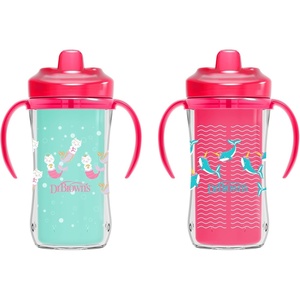 image:imageDr Browns Milestones Insulated Hard Spout Sippy Spill Proof Cup with Handles for Toddlers 2Pack Pink 10 oz300 mL BPA Free 12m2Pack  Mermaid Kittens  Narhual Luau