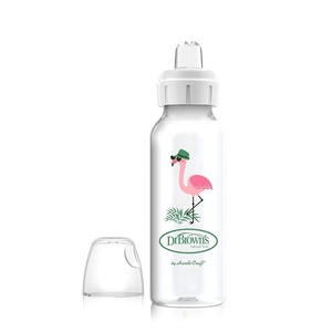 image:imageDr Browns Milestones Narrow Sippy Bottle 100 Silicone Soft Sippy Spout 8oz250mL 6m Flamingo1 Pack  Flamingo
