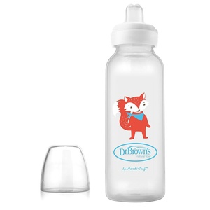 image:imageDr Browns Milestones Narrow Sippy Bottle 100 Silicone Soft Sippy Spout 8oz250mL 6m Flamingo1 Pack  Fox