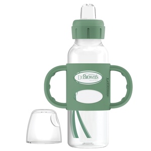 image:imageDr Browns Milestones Narrow Sippy Spout Bottle with 100 Silicone Handles EasyGrip Handles with Soft Sippy Spout 8oz250mL LightPink 1Pack 6m1 Pack  Green