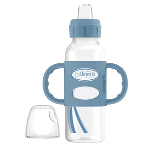 image:imageDr Browns Milestones Narrow Sippy Spout Bottle with 100 Silicone Handles EasyGrip Handles with Soft Sippy Spout 8oz250mL LightPink 1Pack 6m1 Pack  Light Blue