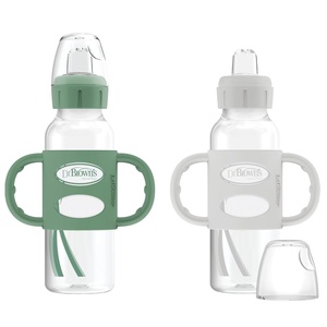 image:imageDr Browns Milestones Narrow Sippy Spout Bottle with 100 Silicone Handles EasyGrip Handles with Soft Sippy Spout 8oz250mL LightPink 1Pack 6m2 Pack  Green  Gray