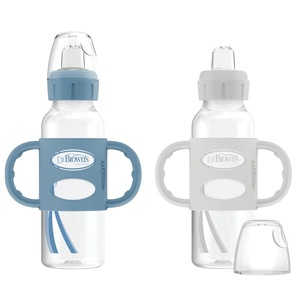 image:imageDr Browns Milestones Narrow Sippy Spout Bottle with 100 Silicone Handles EasyGrip Handles with Soft Sippy Spout 8oz250mL LightPink 1Pack 6m2 Pack  Light Blue  Gray