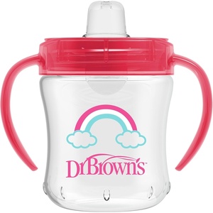 image:imageDr Browns Milestones Soft Spout Sippy Cup with Handles BPAFree Blue StarPink Rainbow
