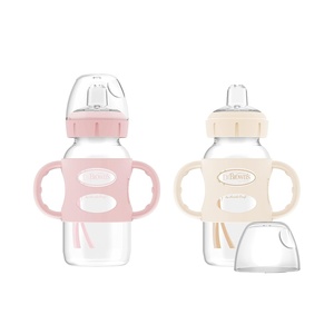image:imageDr Browns Milestones WideNeck Sippy Spout Bottle with 100 Silicone Handles EasyGrip Handles with Soft Sippy Spout 9oz270mL Green amp Gray 2Pack 6mEcruLightPink