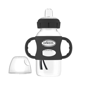 image:imageDr Browns Milestones WideNeck Sippy Spout Bottle with Silicone Handles 9 oz270 mL Ecru 1PackBlack