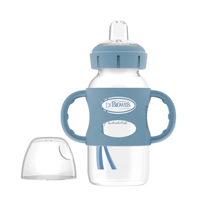 image:imageDr Browns Milestones WideNeck Sippy Spout Bottle with Silicone Handles 9 oz270 mL Ecru 1PackBlue