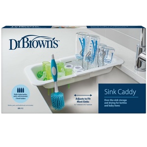 image:imageDr Browns Sink Caddy for Baby Bottles and Parts with Two Brush Holders Over The Sink Kitchen Storage Drying Rack and Organizer BPAFree