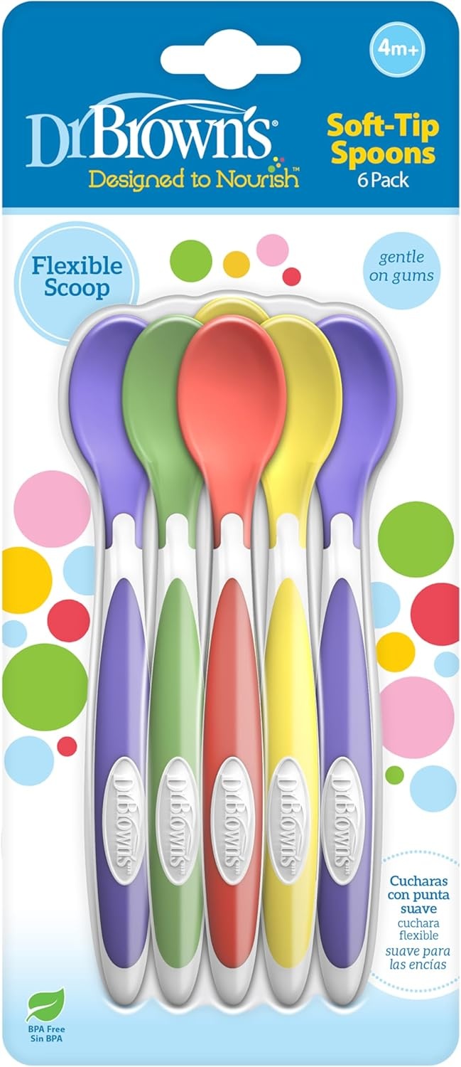 image:imageDr Browns Designed to Nourish SoftTip Toddler Feeding Spoons 6 Pack Assorted Set Colors May VarySoftTip Toddler Feeding Spoons 6 Pack