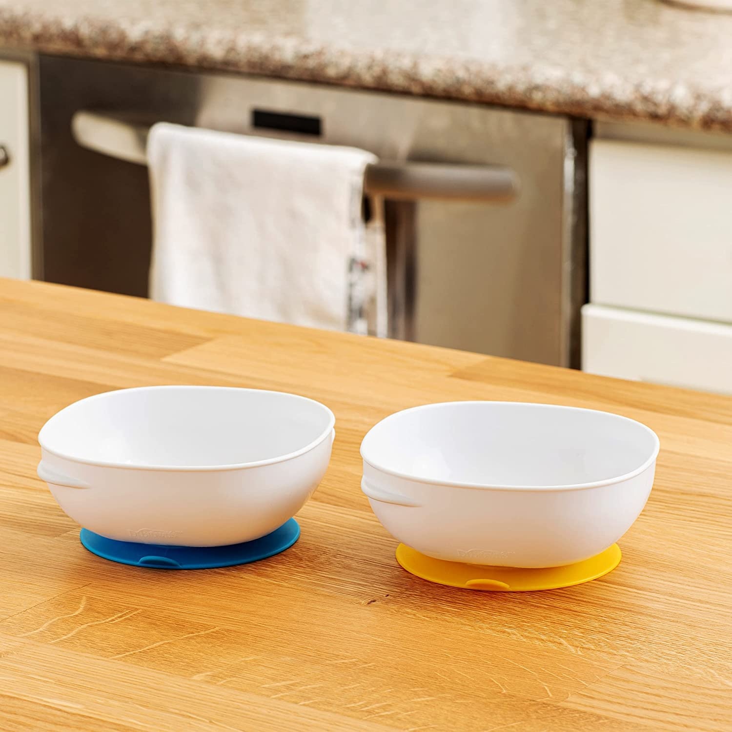 image:imageDr Browns NoSlip Strong Suction Bowls for Babies and Toddlers Baby Led Feeding 2Pack BPA Free 4mWhite Blue