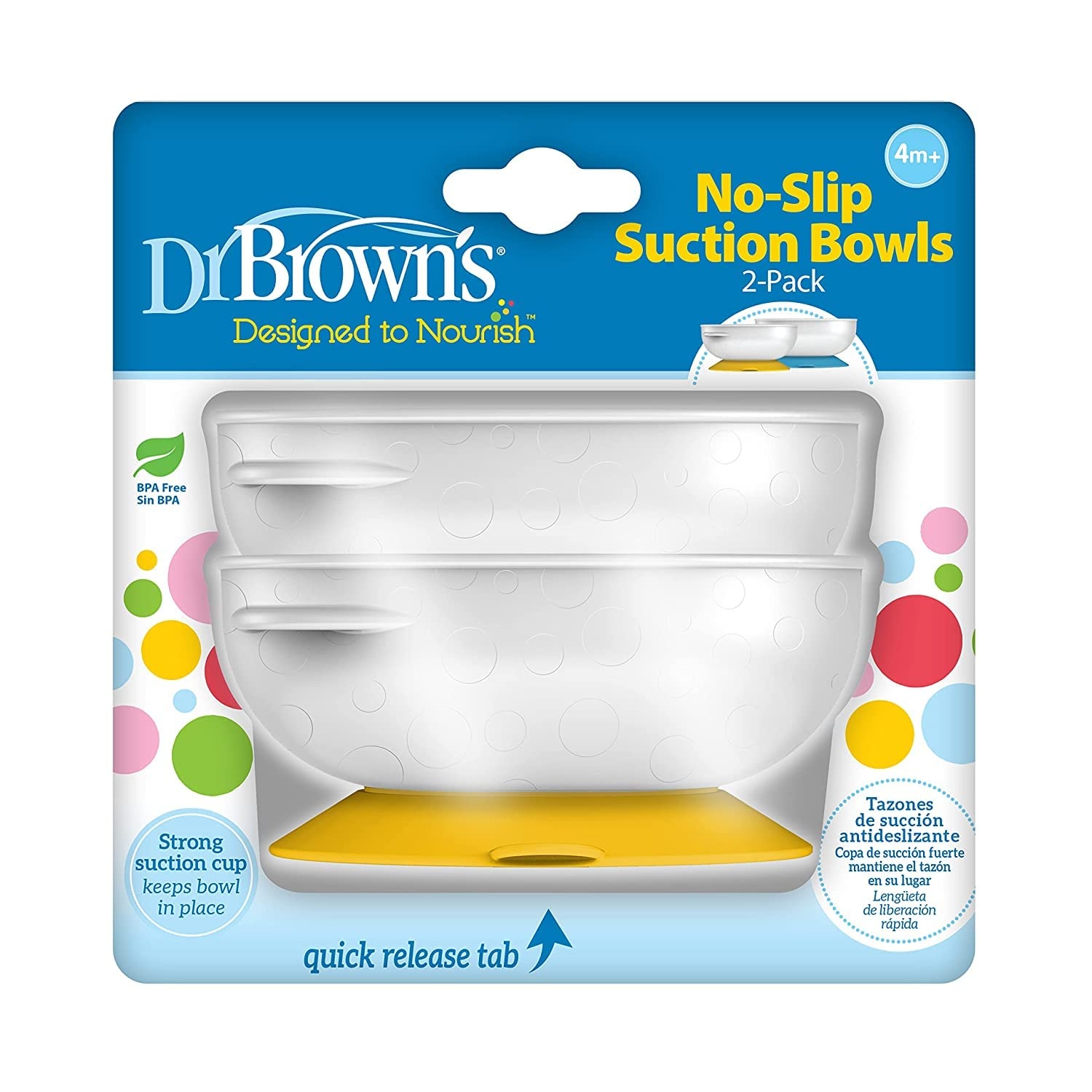 image:imageDr Browns NoSlip Strong Suction Bowls for Babies and Toddlers Baby Led Feeding 2Pack BPA Free 4mWhite Blue