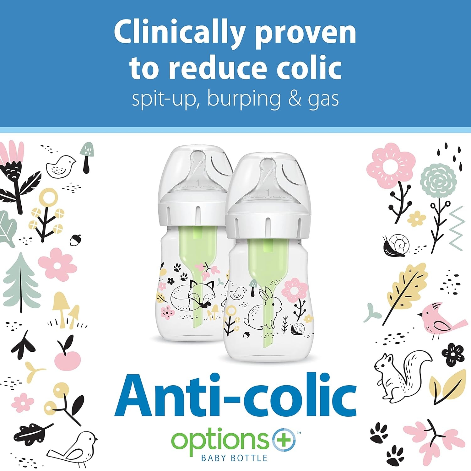image:imageDr Browns AntiColic Options WideNeck Baby Bottle Designer Edition Woodland 5 oz150 mL Ocean 9oz270mL Level 1 Slow Flow Nipple 0m 4Pack2Pack 5 oz Woodland
