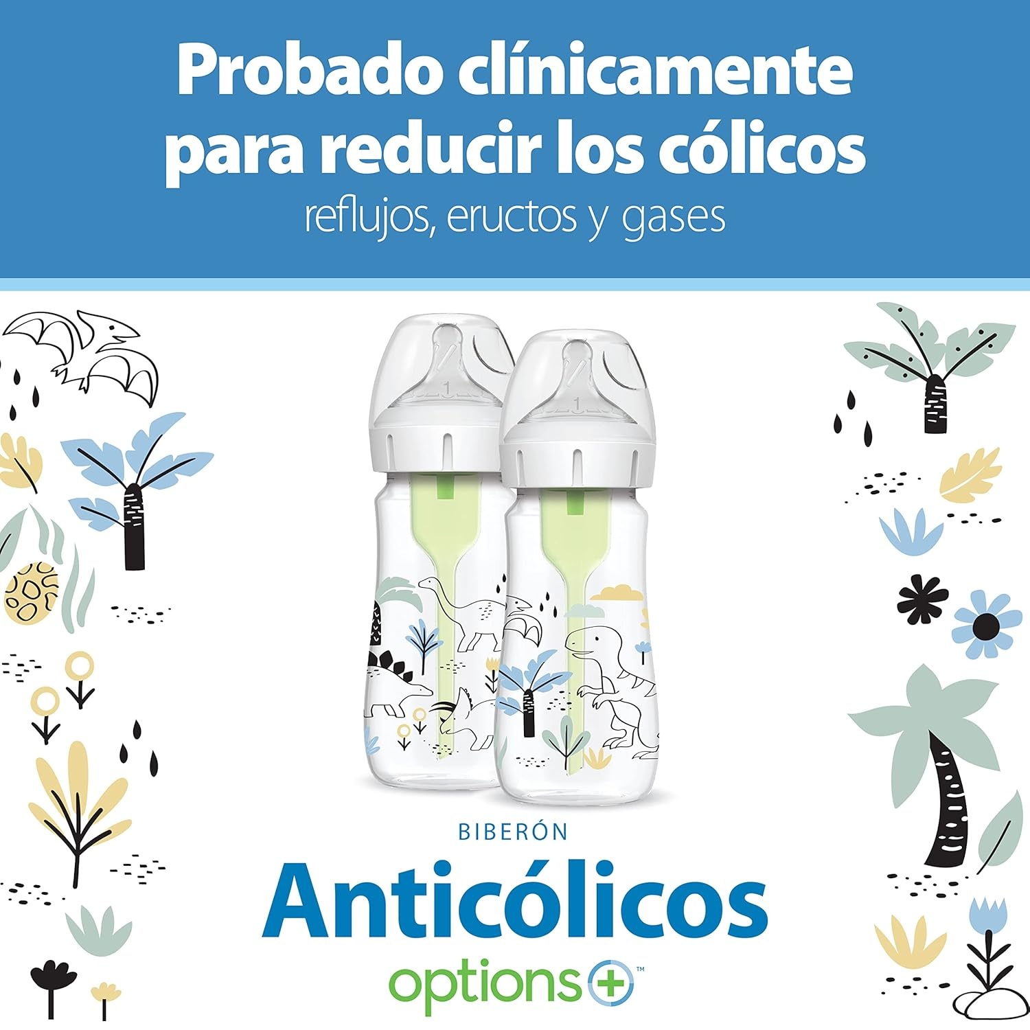 image:imageDr Browns AntiColic Options WideNeck Baby Bottle Designer Edition Woodland 5 oz150 mL Ocean 9oz270mL Level 1 Slow Flow Nipple 0m 4Pack2Pack 9 oz Dinosaur