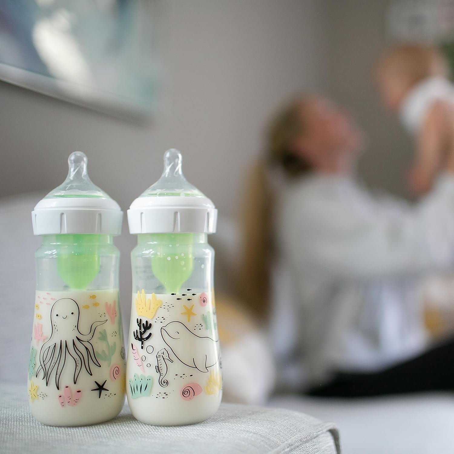image:imageDr Browns AntiColic Options WideNeck Baby Bottle Designer Edition Woodland 5 oz150 mL Ocean 9oz270mL Level 1 Slow Flow Nipple 0m 4Pack2Pack 9 oz Ocean