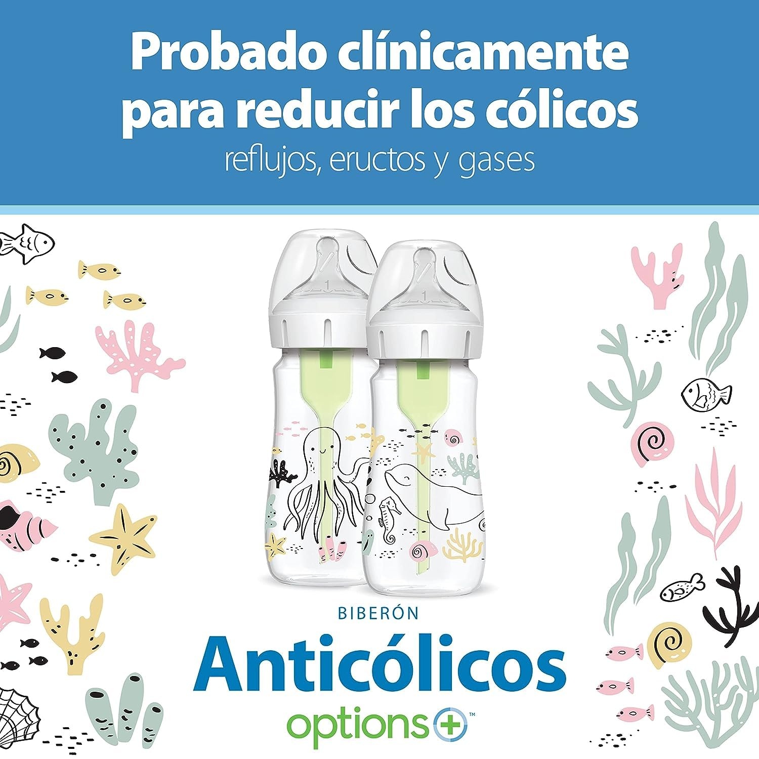 image:imageDr Browns AntiColic Options WideNeck Baby Bottle Designer Edition Woodland 5 oz150 mL Ocean 9oz270mL Level 1 Slow Flow Nipple 0m 4Pack2Pack 9 oz Ocean