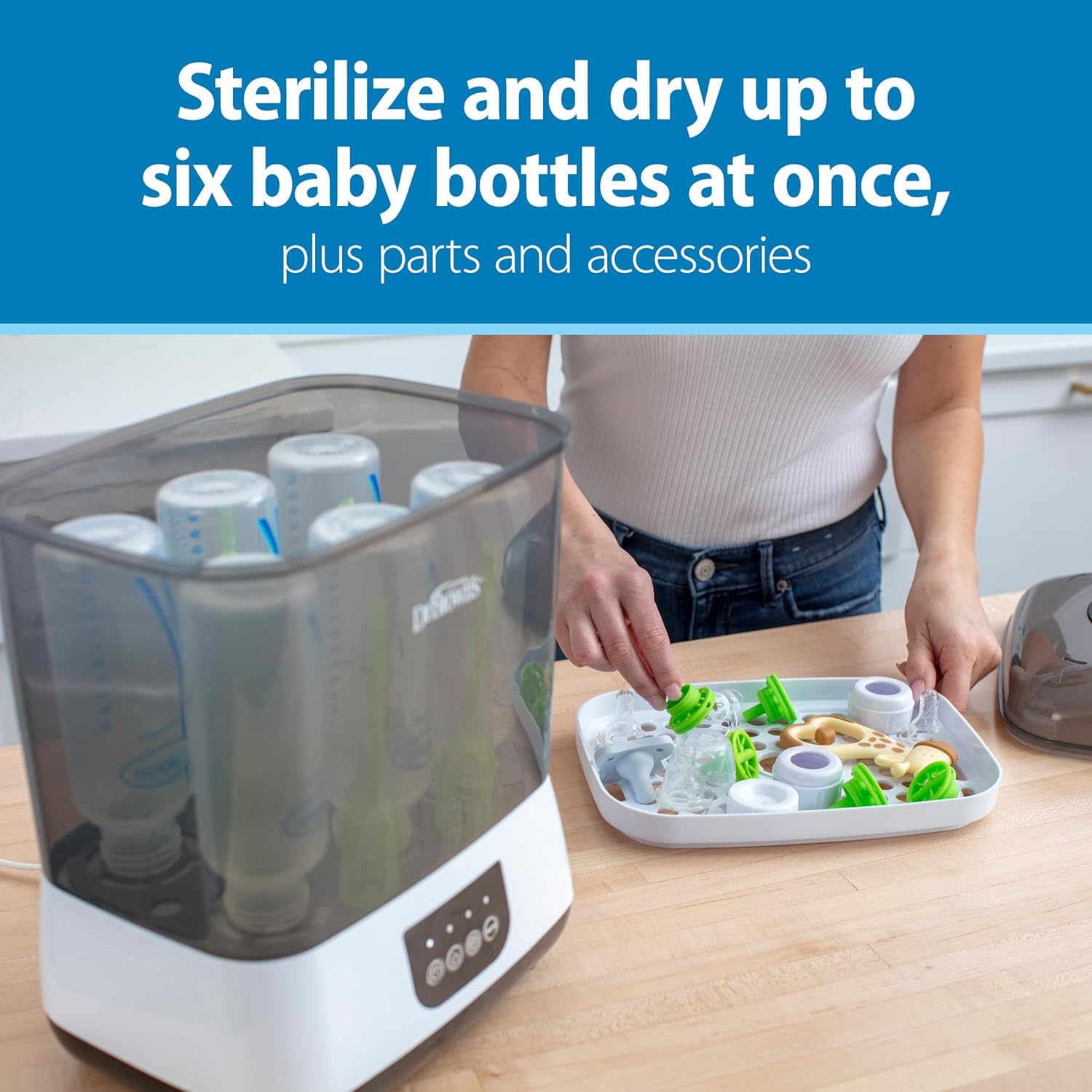 image:imageDr Browns Baby Bottle Sterilizer Dryer amp AntiColic Options WideNeck Bottles Level 1 Slow Flow Nipple 9 oz 4 Count