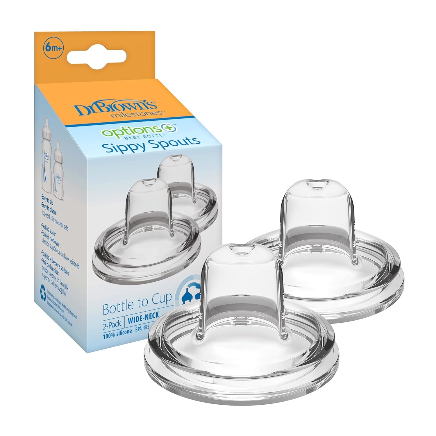 image:imageDr Browns Milestones Narrow Sippy Bottle with Handles EasyGrip Handles with Soft Sippy Spout 8oz Black amp Ecru 2 Count with Options WideNeck Sippy Spout 2 Count