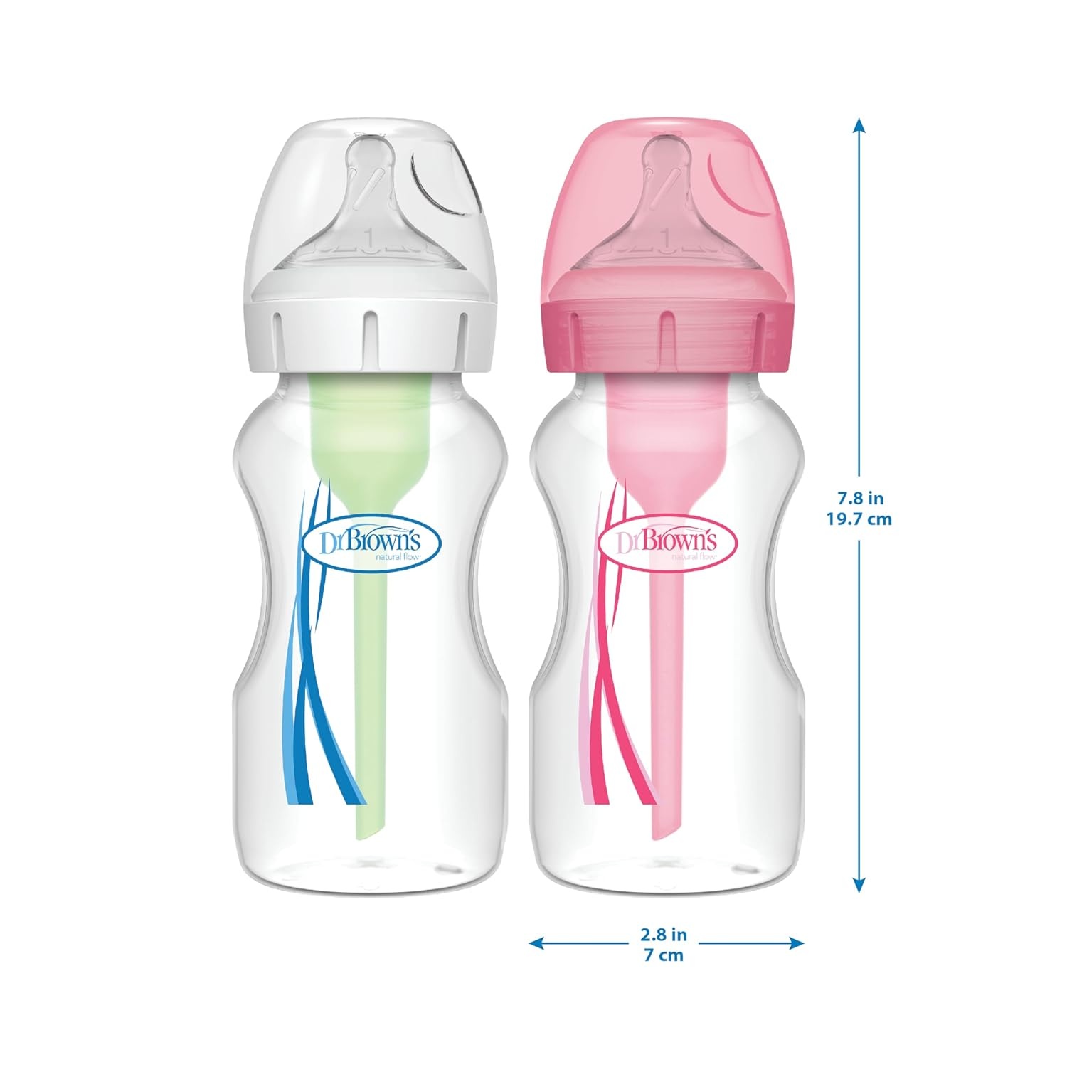 image:imageDr Browns Natural Flow AntiColic Options WideNeck Baby Bottles 5 oz150 mL with Level 1 Slow Flow Nipple 4 Count 0m Pack of 61Pack 9oz Clear