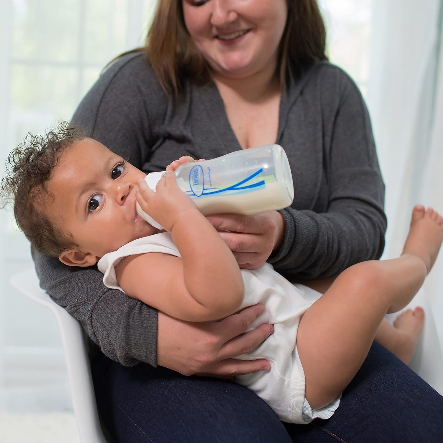 image:imageDr Browns Natural Flow AntiColic Options WideNeck Baby Bottles 5 oz150 mL with Level 1 Slow Flow Nipple 4 Count 0m Pack of 61Pack 9oz Clear