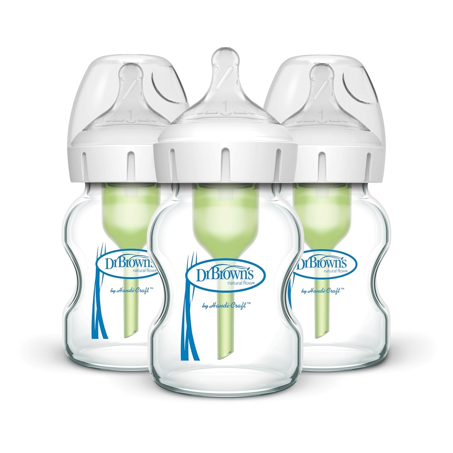 image:imageDr Browns Natural Flow AntiColic Options WideNeck Glass Baby Bottles 5 oz150 mL amp Natural Flow AntiColic Options Narrow Baby Bottles 8 oz250 mL with Level 1 Slow Flow Nipple 4 Pack 0m