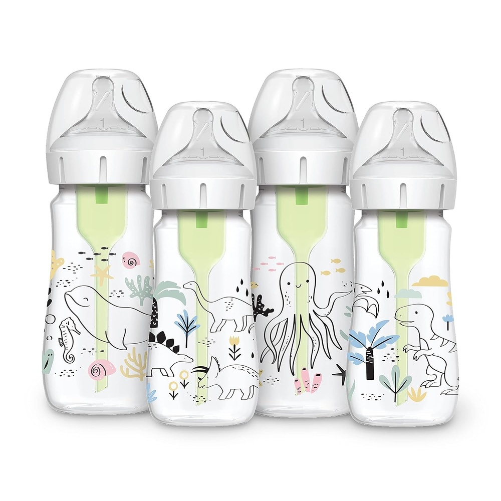 image:imageDr Browns AntiColic Options WideNeck Baby Bottle Designer Edition Woodland 5 oz150 mL Ocean 9oz270mL Level 1 Slow Flow Nipple 0m 4Pack4Pack 9 oz Dinosaur Ocean