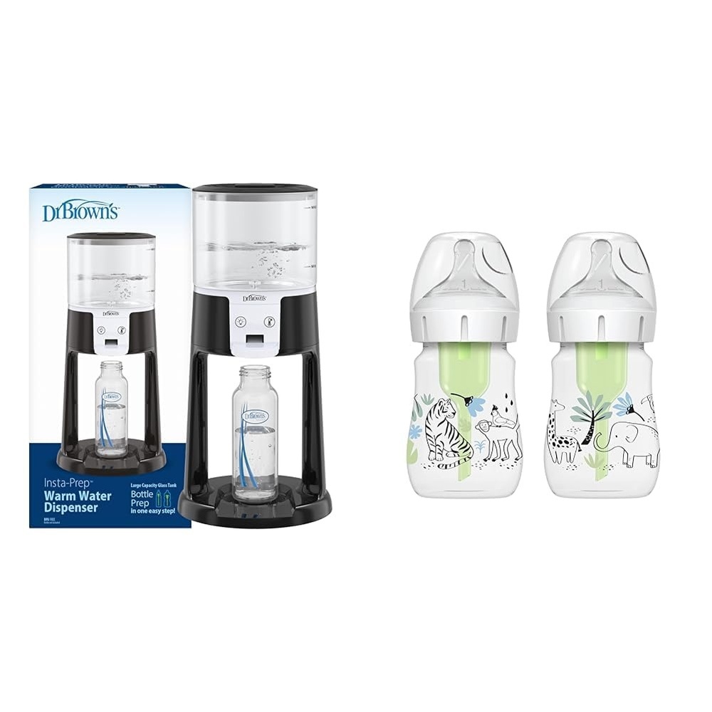 image:imageDr Browns InstaPrep Warm Water Dispenser to Instantly Prepare Babys Formula Bottle amp Natural Flow AntiColic Options WideNeck Baby Bottle Designer Edition Bottles Jungle Decos
